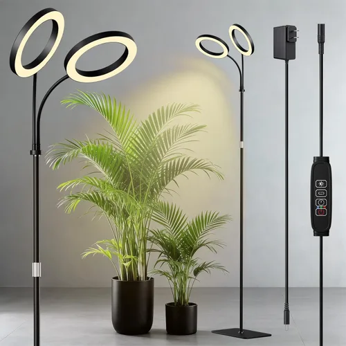 Vista 8 de Luces de cultivo de suelo de espectro completo de 68 pulgadas para Blanco - Doble cabeza de pie