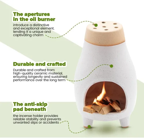 Vista 6 de Palo Santo Sage Incienso Holder I Meditación Regalo Cerámica Decoración Cuenco Suministros de Brujería Cuenco de Manchas I Quemador Elegante