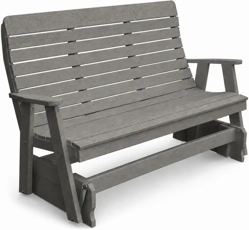 Vista 23 de Amish Made Antique Mahogany 4 ft Outdoor Glider Bench, HDPE Made in USA Fairfax Collection HDPE Poly Lumber Outdoor Glider Bench, All-Weather