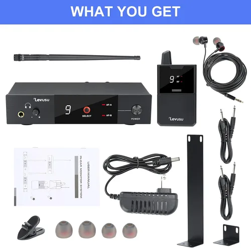 Vista 6 de UHF - Sistema de monitor inalámbrico intrauditivo con auriculares, 180 pies, montaje en rack, transmisor profesional de sistema estéreo IEM