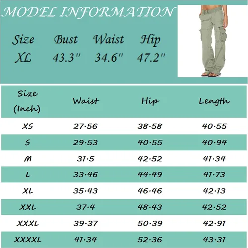 Vista 4 de EOPUING Pantalones cargo para mujer, de cintura alta, pierna ancha, pantalones lisos de otoño con bolsillos