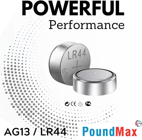 Vista 5 de PoundMax 10 x AG13 LR44 1.5 V Batería de botón de celda alcalina