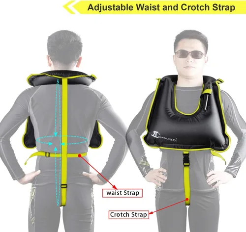 Vista 2 de OMOUBOI Chaleco de esnórquel para adultos, chalecos de natación inflables para buceo, esnórquel, natación y seguridad (adecuado para 100-220 libras)