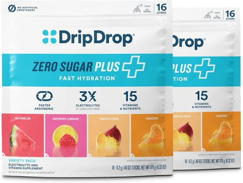 Vista 15 de DripDrop Hydration Zero Sugar - Paquetes de electrolitos, melocotón, 30