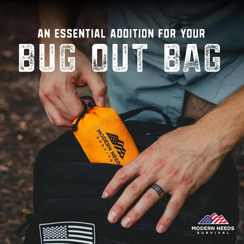 Vista 8 de MODERN NEEDS Emergency Sleeping Bag Survival – Thermal Blanket & Bivy Sack Emergency Bivy & Survival Blanket Outdoor Sleeping Bag & Hiking