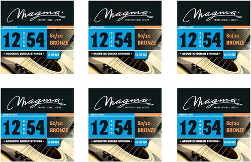 Vista 8 de Magma Cuerdas para guitarra acústica, calibre de luz regular 80/20, juego de bronce.011 - .052 (GA130B80), 1 juego