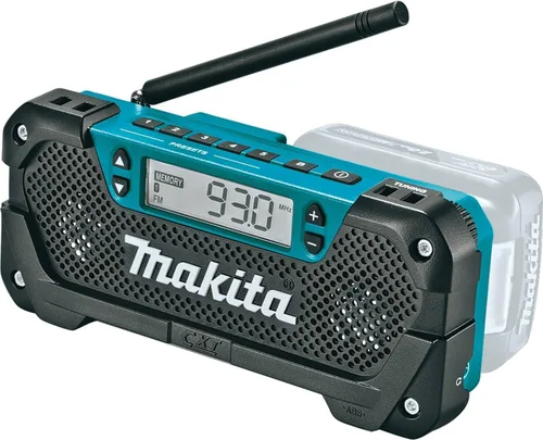 Vista 7 de Makita Kit de pulidora de iones de litio de 12 V sin escobillas de 3 pulgadas/lijadora de 2 pulgadas (2.0Ah), linterna, radio en el lugar de trabajo