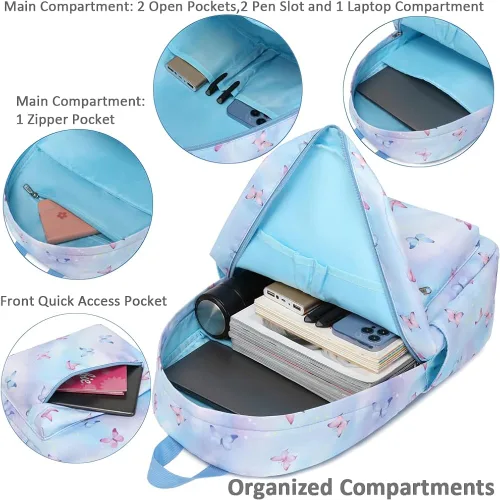 Vista 4 de Meisohua Mochila para niñas y escuelas primarias, mochila escolar para niños, bolsas escolares ligeras para niñas y niños