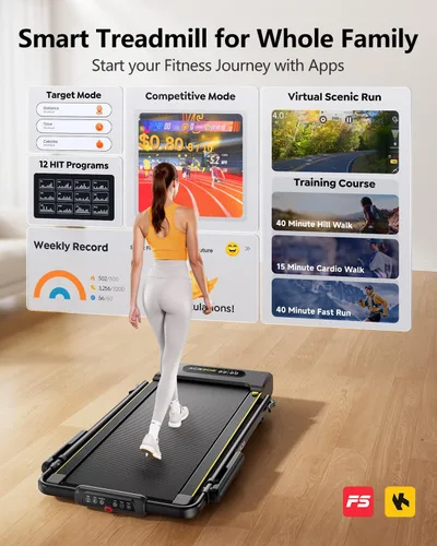 Vista 5 de Acezoe 3 en 1 Cinta de correr para debajo del escritorio con inclinación, tapete de caminadora con estación de trabajo de escritorio removible