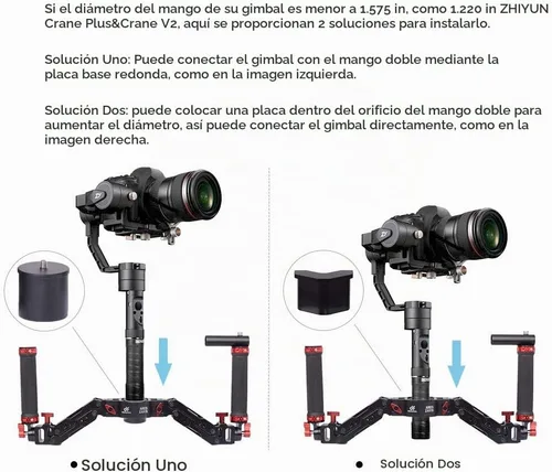 Vista 5 de DIGITALFOTO Ares Z Axis Spring Gimbal Dual Handle, amortiguador desmontable doble agarre compatible con grúa 2, DJI RS2/RS3 Pro/RS4/RS 4