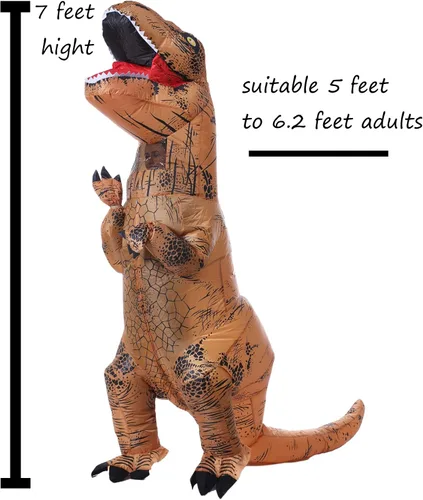 Vista 3 de NBSAIRMO Disfraz inflable de dinosaurio para adultos disfraz de dinosaurio de Halloween para adultos disfraz de T-Rex para adultos traje
