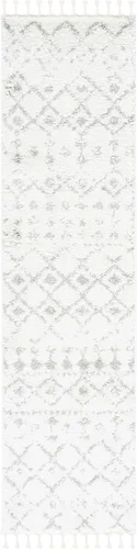 Vista 34 de SAFAVIEH Berber Fringe Shag Collection - Alfombra decorativa de 2 pies 2 pulgadas x 4 pies, color crema y gris oscuro, diseño que no desprende