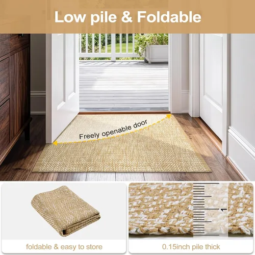 Vista 170 de LEEVAN Alfombra lavable para baño, alfombra tejida negra de 2 x 3 pies para entrada, alfombra de puerta delantera de algodón, alfombras pequeñas