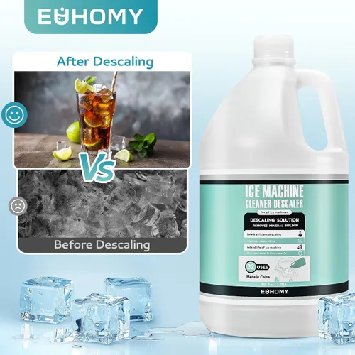 Vista 4 de EUHOMY Max 33 Usos Limpiador de máquina de hielo descalcificador (1 galón/3.75L), limpiador para máquina de hielo de 128 onzas líquidas, solución