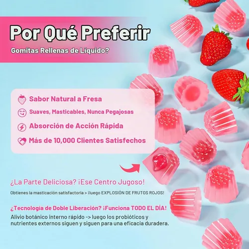 Vista 6 de Gomitas de equilibrio femenino para mujer, gomitas de equilibrio de pH prémium con probióticos para el equilibrio de la flora vaginal, suplemento