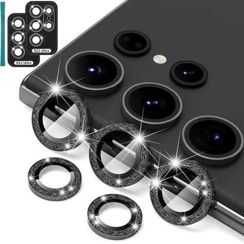 Vista 9 de Suoman Protector de lente de cámara para Samsung Galaxy S23 Ultra, [no afecta el flash] Película de vidrio templado 9H, cubierta protectora de metal