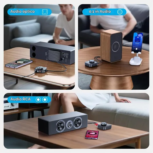 Vista 4 de Receptor Bluetooth para estéreo casero, adaptador RCA Bluetooth para óptica