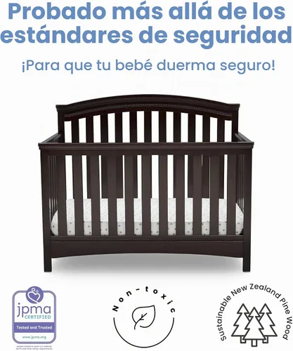 Vista 5 de Delta Children Emerson - Cuna convertible 4 en 1, certificado Greenguard Gold, chocolate negro
