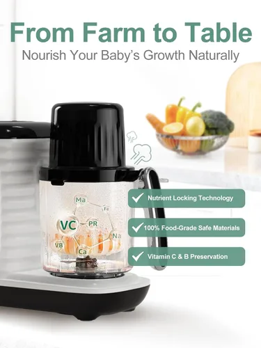 Vista 2 de MOMYEASY Procesador de Alimentos para Bebés, Procesador Multifunción Picador Triturador, Vaporizador de Alimentos para Bebés y Licuadora de Puré