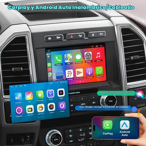 Vista 3 de Radio de coche para Ford F150 2015-2020 Soporte inalámbrico Apple Carplay Android Auto Navegación GPS Android 15 8 pulgadas pantalla táctil FM