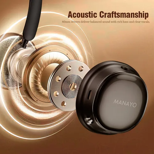 Vista 4 de ANC - Auriculares inalámbricos, batería de 100 horas, Bluetooth 5.4 con doble conexión, ligeros de 6.4 onzas para adultos, diseñados con diadema