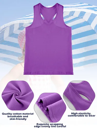 Vista 3 de SATINIOR 4 piezas de camisetas sin mangas de danza para niñas, espalda cruzada, ropa de baile para niñas