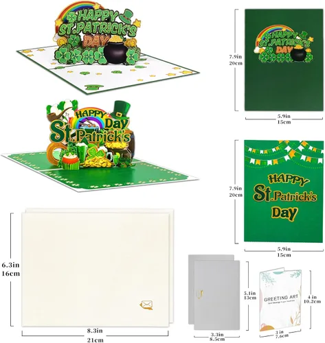 Vista 3 de GREETING ART Paquete de 2 tarjetas del día de San Patricio para inspiración, tarjetas de agradecimiento a los empleados, tarjeta de feliz día de San