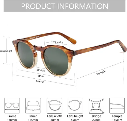 Vista 75 de ZENOTTIC Gafas de sol polarizadas redondas vintage para hombres y mujeres con protección UV400
