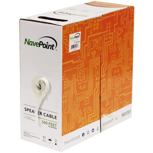 Vista 4 de NavePoint Cable de altavoz de audio de pared de 100 pies CL2 16/2 AWG calibre 2 conductores a granel transparente