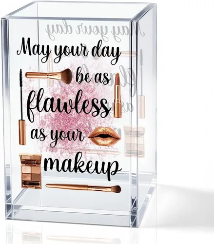 Vista 13 de I Came I Saw I - Soporte para cosméticos de acrílico contorneado, divertido soporte para brochas de maquillaje floral, regalos para cosmetólogas
