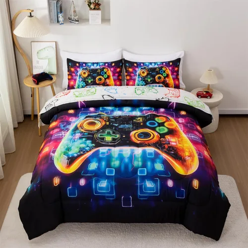 Vista 24 de Aimuan Gamer Gaming Juegos de Ropa de Cama Juegos de Edredón 3D Gamepad para Niños Consola de Juegos Botones de Acción Novedoso Controlador de Juego