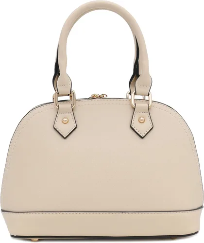 Vista 6 de Bolso de mano clásico Saffiano abovedado con cremallera perimetral Beige
