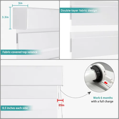 Vista 4 de Changshade Persianas Enrollables de Cebra Motorizadas Inteligentes Personalizadas para Ventanas y Puertas Interiores con Control Remoto