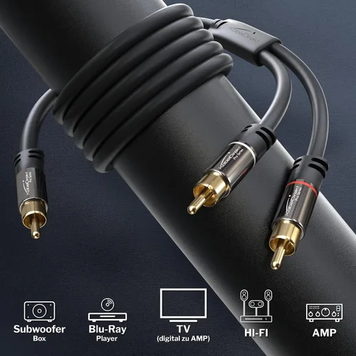 Vista 2 de KabelDirekt – Cable RCA/Phono Y – 1×2 – 25 pies