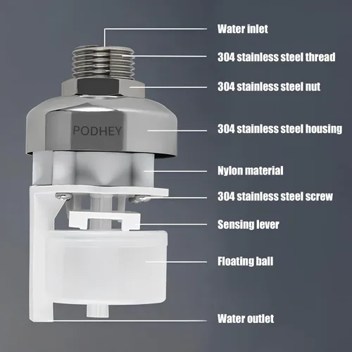 Vista 8 de JUXILPP - Válvula de flotador de control automático de nivel de agua, válvula de flotador de canal de agua de acero inoxidable 304 con adaptadores