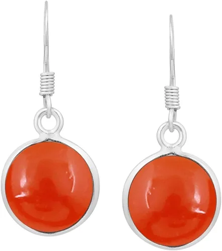 Vista 16 de Natural Gemstone Round Shape Silver Plated Dangle Earrings for Women Amatista
