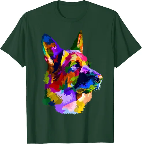 Vista 100 de Camiseta con retrato de pastor alemán para dueños de perros, Negro, S