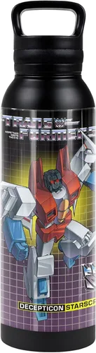 Vista 27 de Transformers OFFICIAL Bumblebee Black - Botella de agua aislada de 24 onzas, resistente a fugas, de acero inoxidable aislado al vacío con tapa