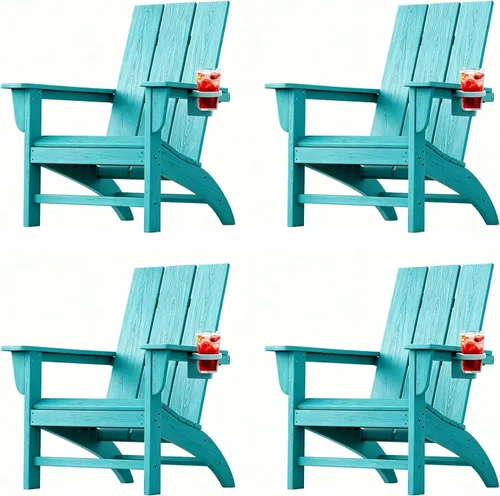 Vista 16 de Silla Adirondack de Madera Sintética Adiromoti, Sillas de Patio Resistente a Todo Clima, Aspecto de Madera, Silla Pre-Ensamblada para Fuego al Aire