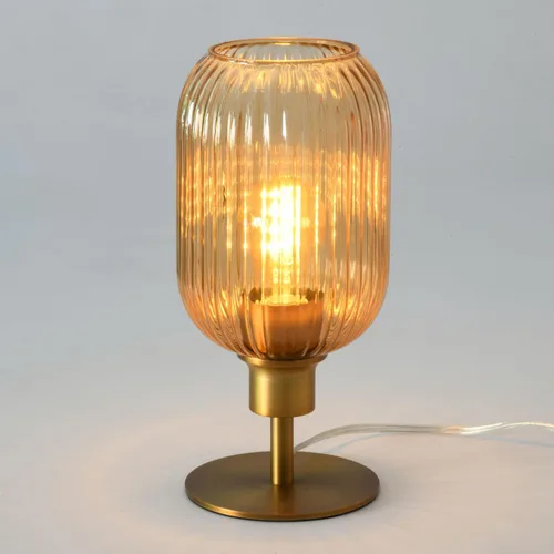 Vista 18 de Lámpara de mesa de cristal de mediados de siglo,Lámpara de escritorio regulable,Bombilla LED incluida,Cambio de color RGB remoto,Vidrio acanalado