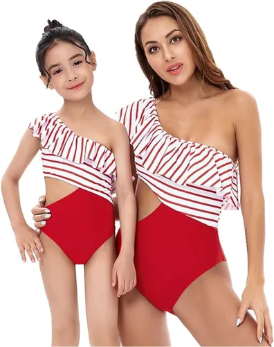 Vista 2 de Mommy and Me - Traje de baño familiar a juego con volantes para mujer, traje de baño para niños, bikini para verano, ropa de playa