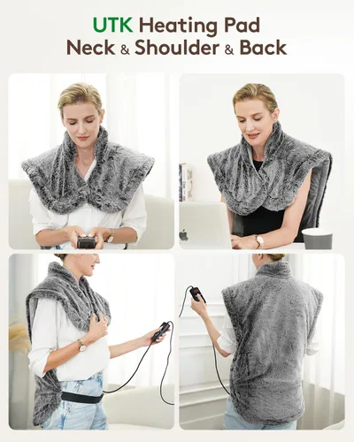 Vista 6 de UTK Almohadillas térmicas de infrarrojos lejanos para cuello, hombros y espalda para aliviar el dolor, lo suficientemente caliente, regalo