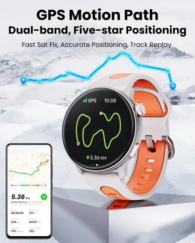Vista 2 de Relojes inteligentes para hombres y mujeres GPS, reloj inteligente con pantalla AMOLED de 1.43 pulgadas, brújula de relojes inteligentes, compatible