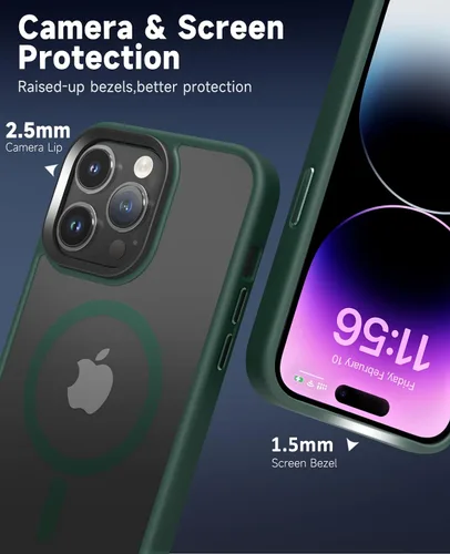 Vista 6 de Funda magnética 4 en 1 para iPhone 13 Pro Max compatible con MagSafe, parte trasera esmerilada de color, a prueba de arañazos, a prueba de caídas