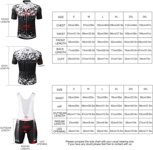 Vista 7 de INBIKE Conjunto de camiseta de ciclismo de manga corta transpirable para hombre con pantalones cortos acolchadospantalones cortos de babero