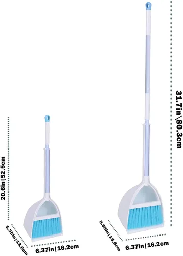 Vista 4 de Mini escoba y recogedor, barrido de cocina casera para niños (blanco + azul)