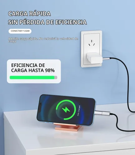 Vista 4 de Adaptador Lightning hembra a USB C macho cargador tipo C (paquete de 3) compatible con iPhone compatible con Samsung Galaxy Note S10 S20 S21 LG 10W
