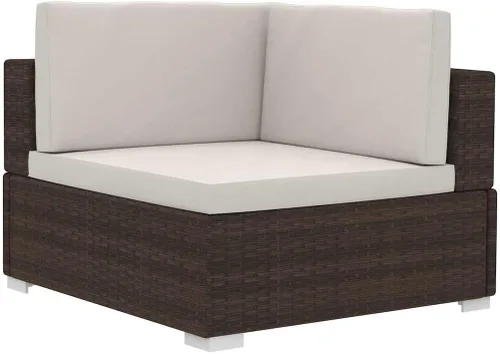 Vista 7 de 3 Piece Poly Rattan Patio Sofa Set with Cushions Brown