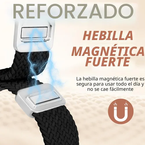 Vista 2 de Correa trenzada magnética compatible con Samsung Galaxy Watch 8 7 6 5 4 FE de 40mm 44mm/8 6 Classic/5 Pro/4 Classic/3 de 41mm/Active 2 para mujeres