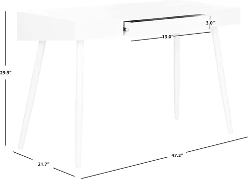 Vista 3 de Safavieh Home Collection Fadri Mid Century - Escritorio escandinavo con un cajón, color blanco